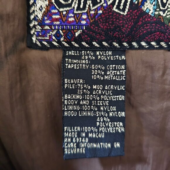 Vintage East West Jacket Womens Medium Quilted Hood Faux Fur Trim Southwestern - Picture 14 of 14